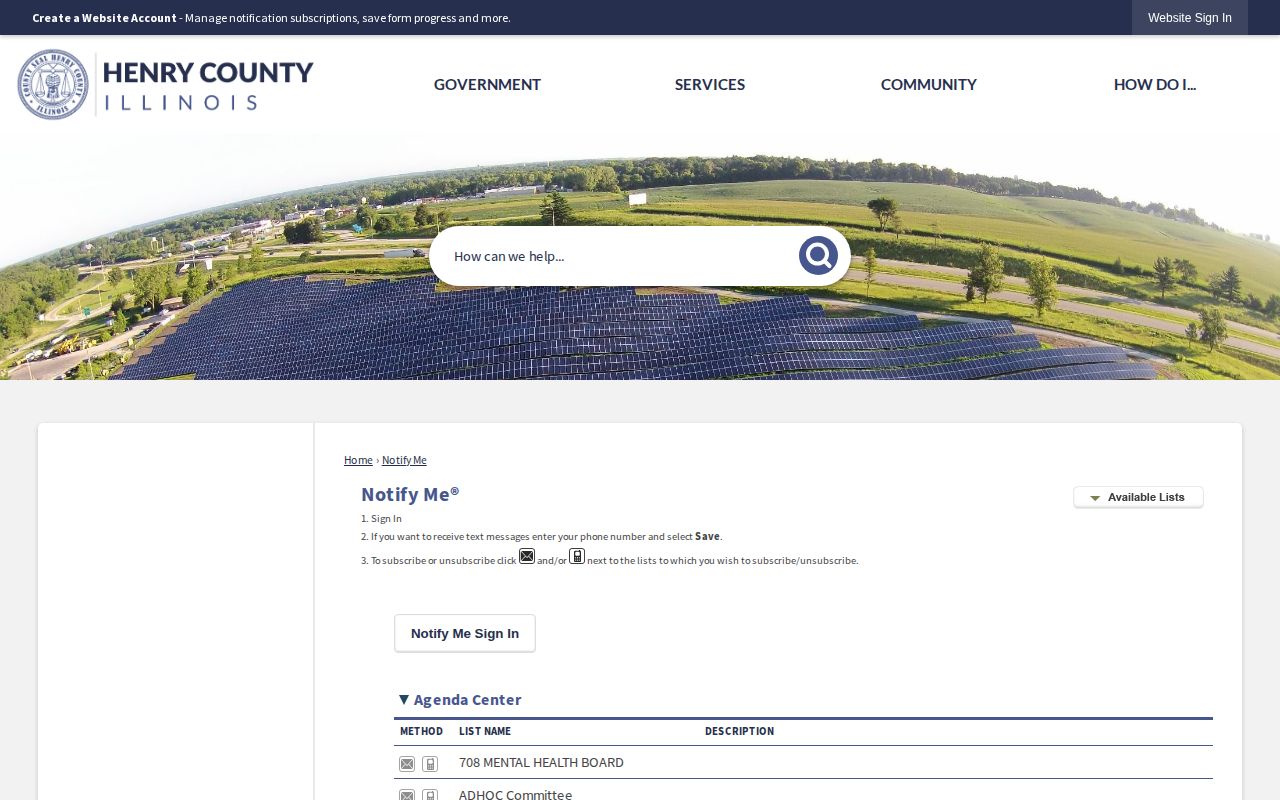 Henry County Notify Me sheriff subscription options for public alerts