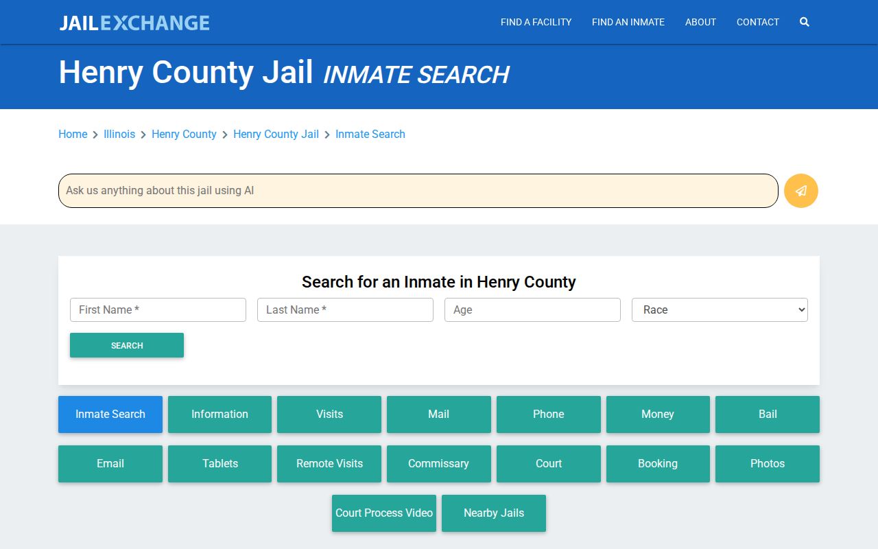 Private Henry County JailExchange booking directory view